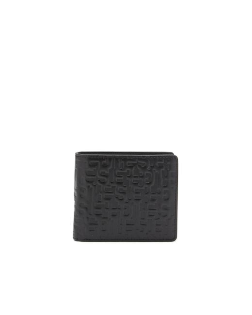 DIESEL Black Bi-fold Wallet In Monogram Leather for men