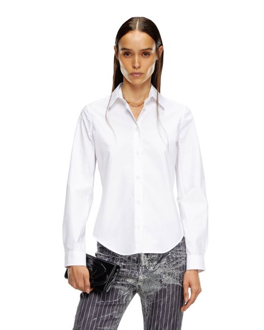 DIESEL White Shirt With Logo-embroidered Collar