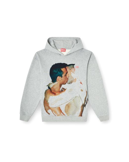 DIESEL Hoodie With Graphic Print Gray