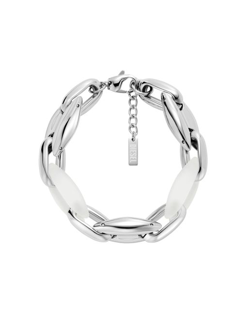 Bracelet chaîne Metamorph en acier inoxydable et silicone DIESEL en coloris White