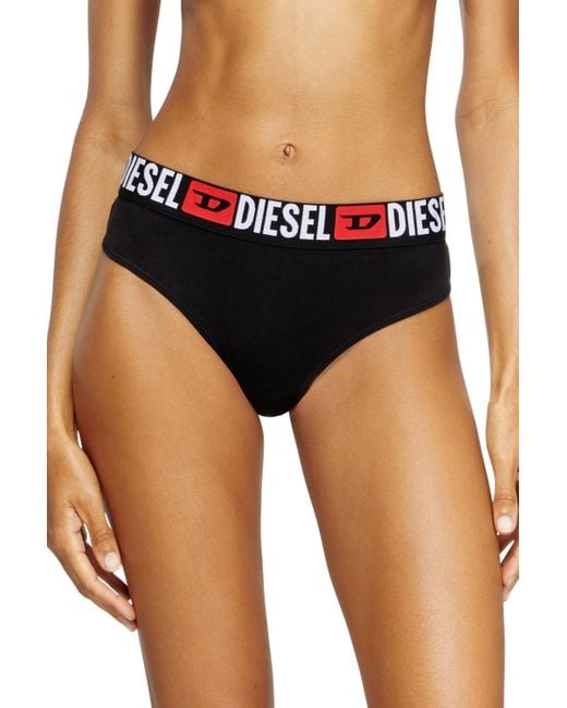 DIESEL Black 3-Pack Thongs With Logo Waist