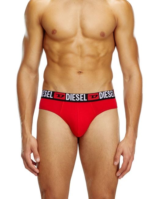 DIESEL Red Three-Pack Of Solid-Colour Briefs for men
