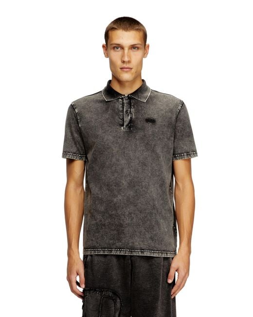 Polo En Jersey Effet Denim DIESEL pour homme en coloris Black