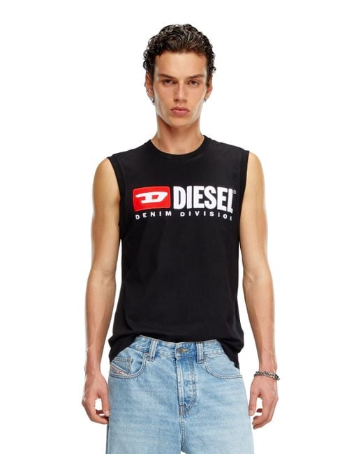 DIESEL Black T-bisco-divstroyed Logo-print Tank Top for men