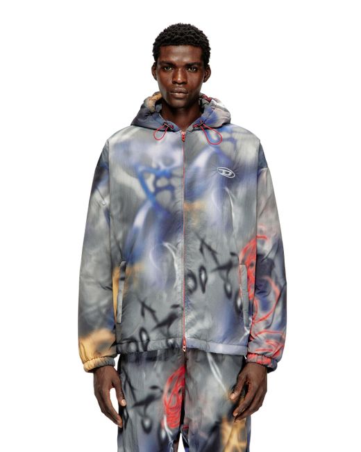Giacca A Vento Imbottita Con Stampa Graffiti di DIESEL in Blue da Uomo