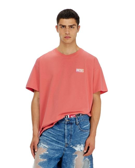 DIESEL Red T-Shirt With Transparent Back Logo