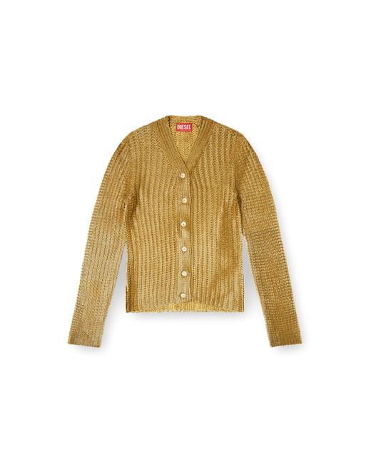 DIESEL Metallic Ribbed Cardigan With Shiny Effect