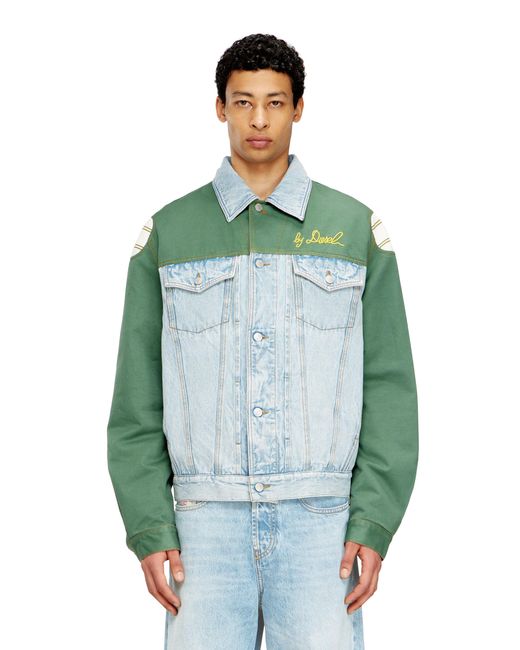 DIESEL Blue Denim Jacket With Cotton Insert
