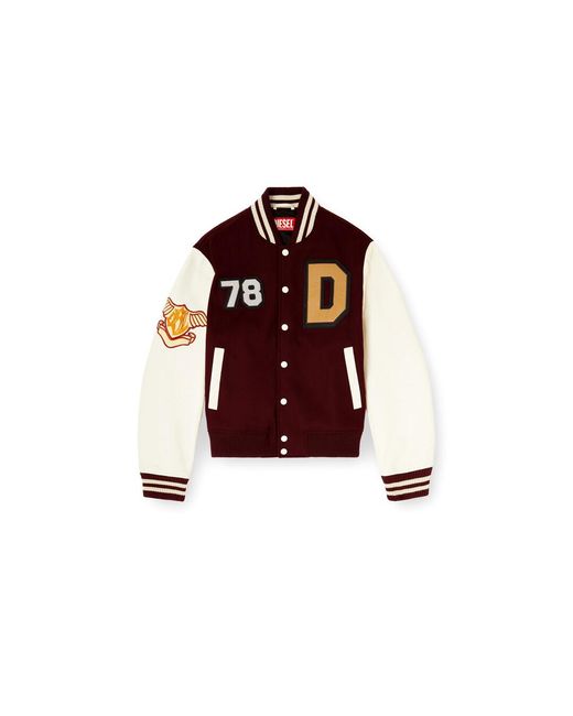 DIESEL Red Varsity Jacket for men