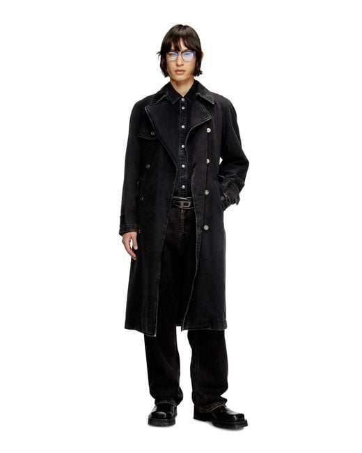 DIESEL Black Trench Coat for men