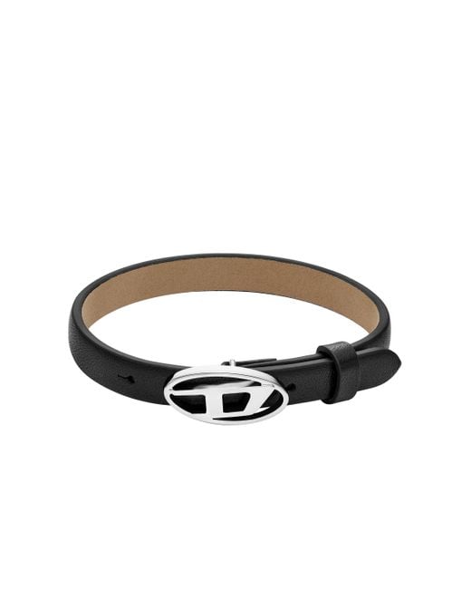 DIESEL Black Leather Stackable Bracelet