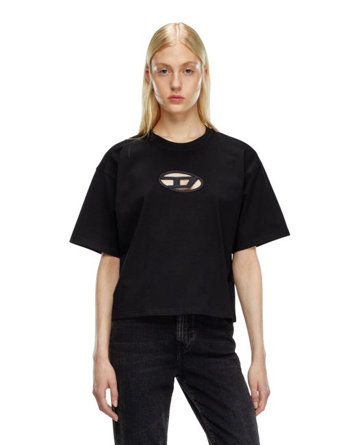 T-shirt boxy avec cut-out Oval D DIESEL en coloris Black