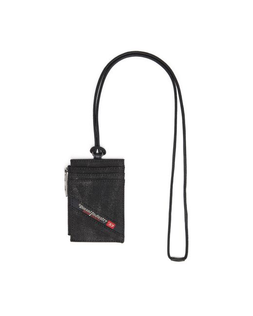 DIESEL Ausweishalter Aus Denim Mit Lederdetails in Black für Herren