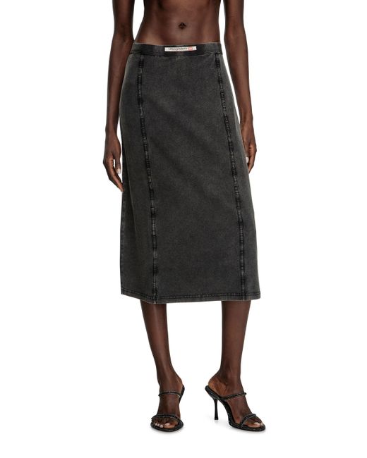 Falda Midi Con Efecto Denim DIESEL de color Black
