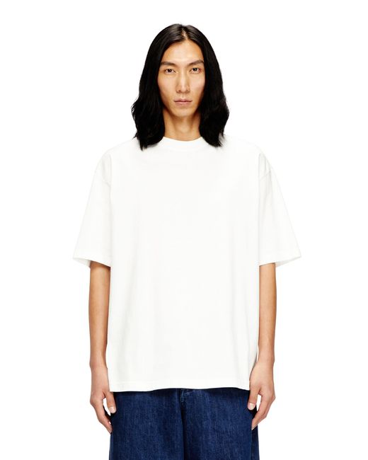 DIESEL White T-shirt With Maxi Oval D Embroidery for men