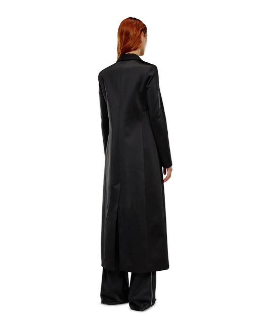 DIESEL Black Langer Mantel aus Cool Wool und Tech-Material