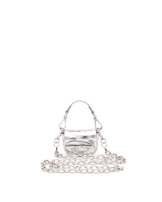 DIESEL White Iconic Micro Bag Charm With Mirror Effect