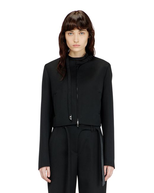 DIESEL Black Tailored Jacket With Biker Neck Strap