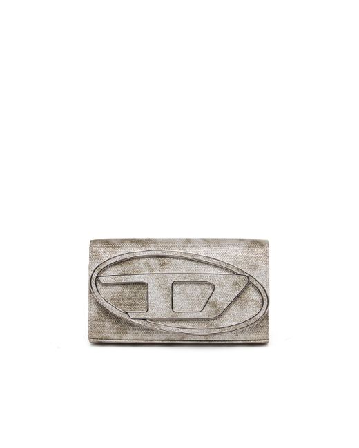 DIESEL Gray Wallet Purse In Shimmer Fabric