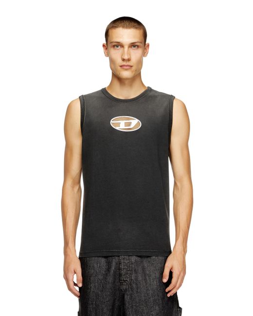 トップス DIESEL Faded tank top with puffy Oval D DIESEL T-Brico Faded Tank Top With Puffy Oval D in Black for Men