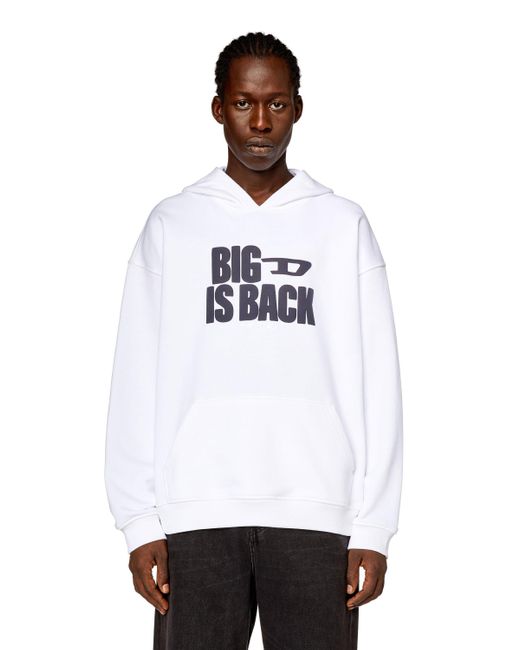 Hoodie con stampa "Big D is Back" di DIESEL in White da Uomo