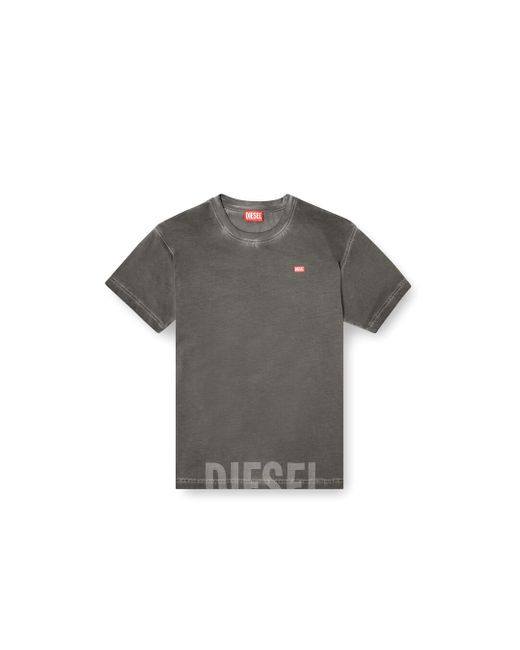DIESEL Gray Crew Neck Cotton T-Shirt With Print for men