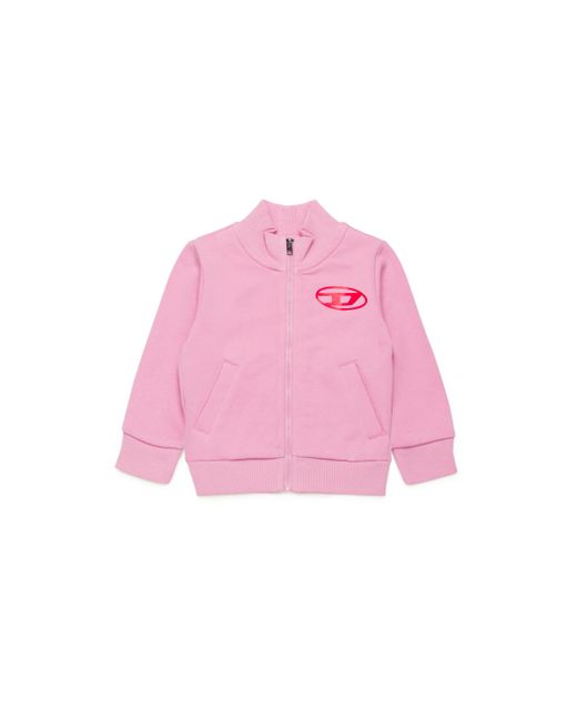 DIESEL Pink Zipped Sweatshirt With Oval D Print