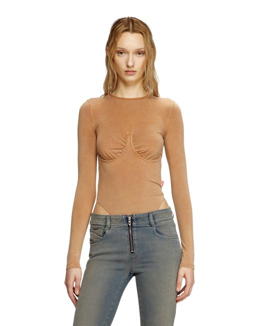 DIESEL Blue Long Sleeved Bodysuit With Bra Detail