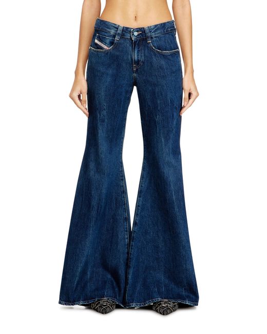 DIESEL Blue Flare Jeans Low Waist 1970 D-Bleess, Medium, Zip Fly
