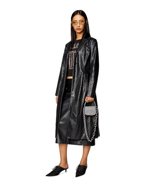 DIESEL Black Trench Coat In Supple Technical Fabric