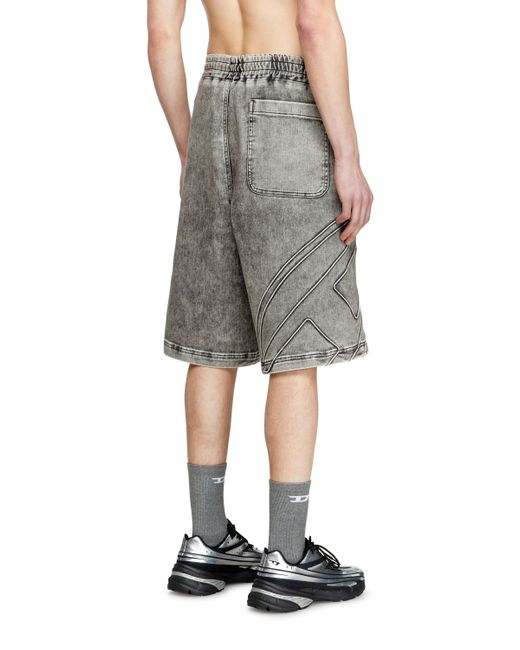DIESEL Gray Track Denim Bermudas With Oval D