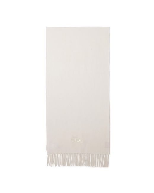 DIESEL White Wool-Blend Scarf With Fringed Edges for men