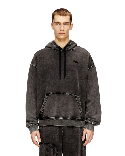 DIESEL Black Hoodie With Raw-Cut Back Patch for men