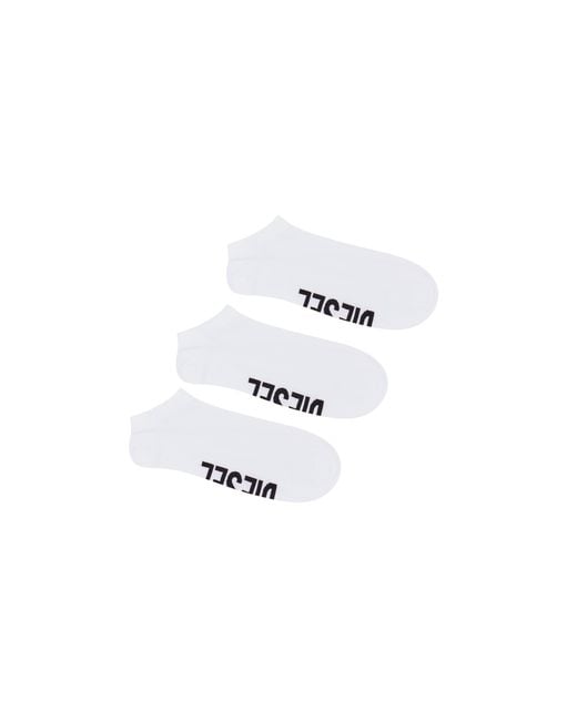 DIESEL White Three-Pack Low-Cut Logo Instep Socks for men