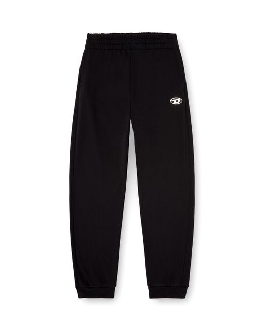 DIESEL Black Sweatpants With Metal-Effect Oval D Logo for men