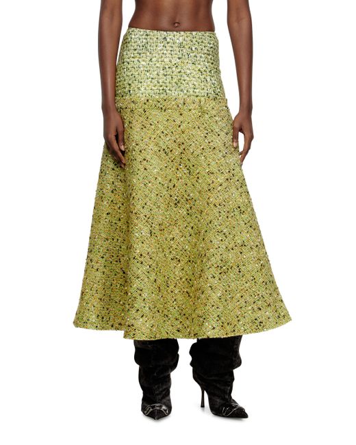 DIESEL Green Bouclé Skirt With Lycra Waist