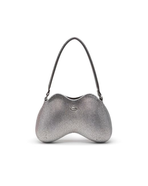 DIESEL Double-D-Shoulder Bag With All-Over Crystals White