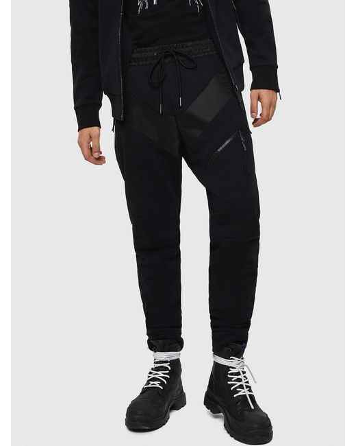 DIESEL Black P-stessel Urban Sweatpants With Nylon Inserts for men