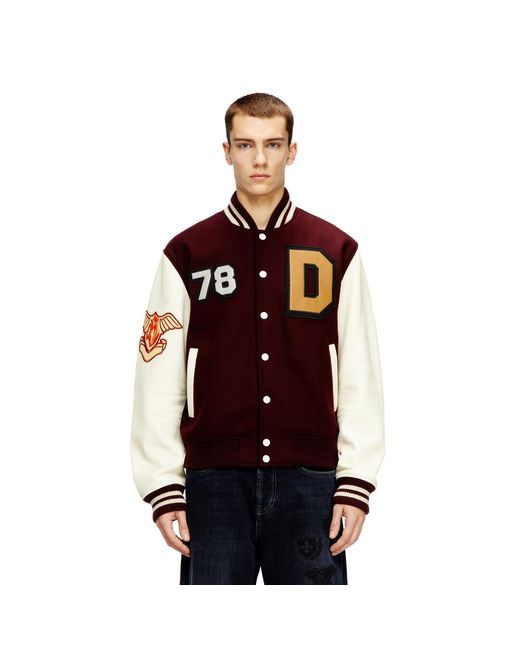 DIESEL Red Varsity Jacket for men