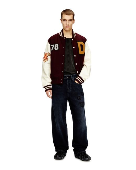DIESEL Red Varsity Jacket for men