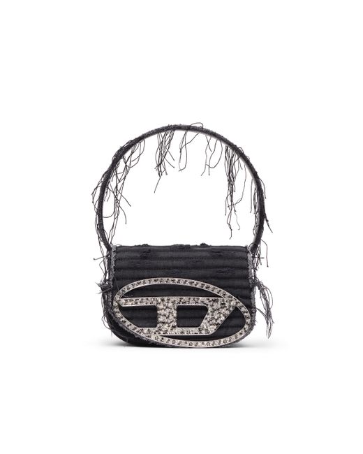 DIESEL Black 1Dr-Ikonische Schultertasche Aus Canvas Und Leder