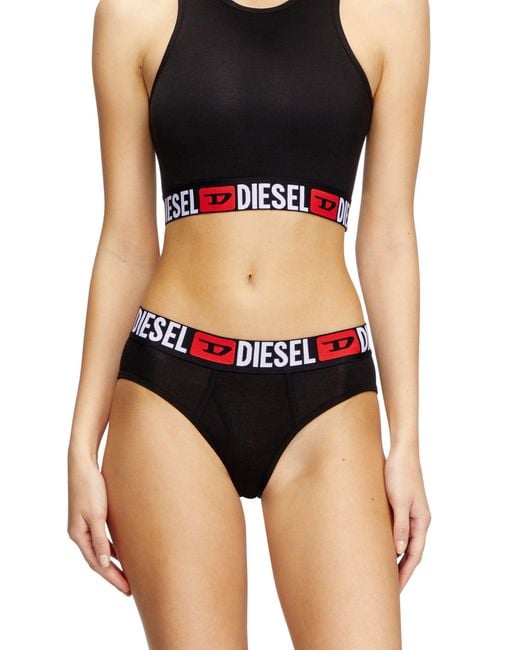DIESEL Black Three-Pack Briefs With Maxi-Logo Waist