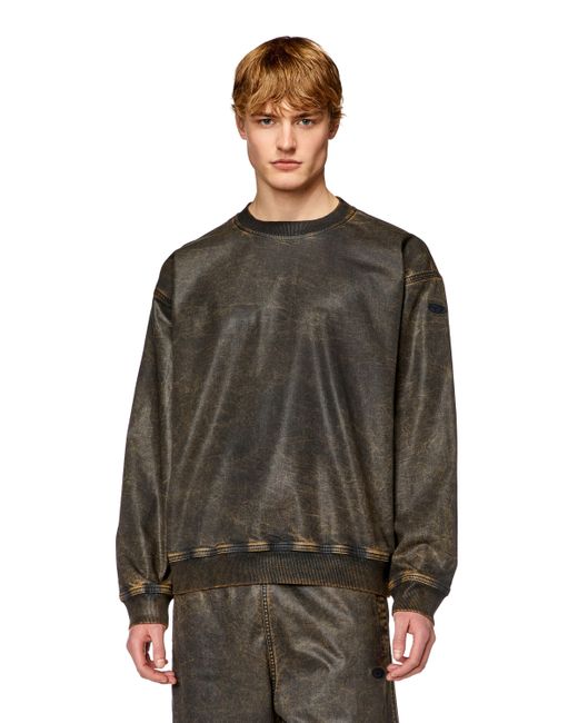 DIESEL Multicolor Sweatshirt In Marble-coated Track Denim for men