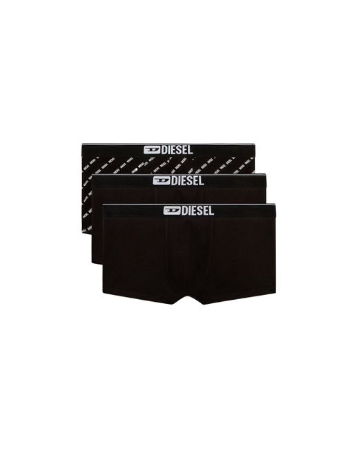 DIESEL Black Three-Pack Boxer Briefs With Diagonal Logo for men