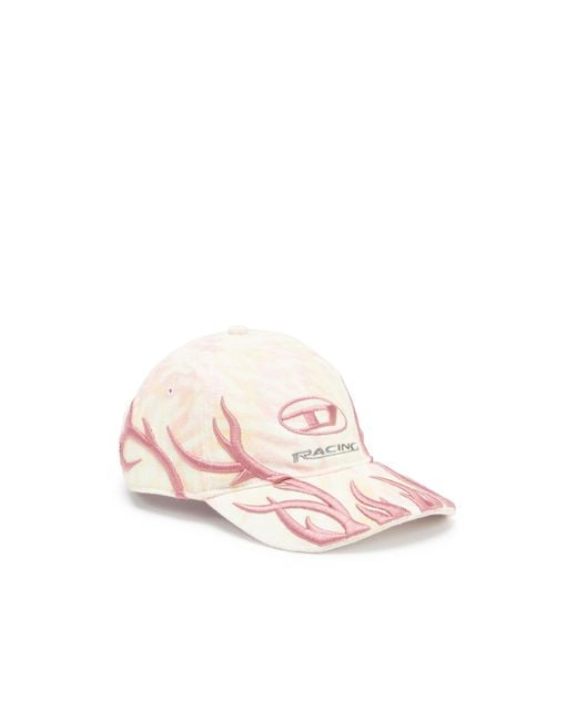 DIESEL Pink Camo Baseball Cap With Embroidery for men