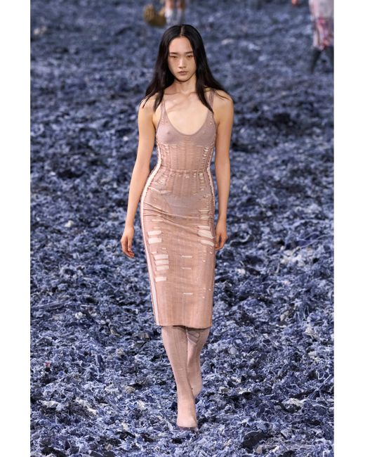 DIESEL Natural Seamless Midi Skirt With Lingerie Illusion