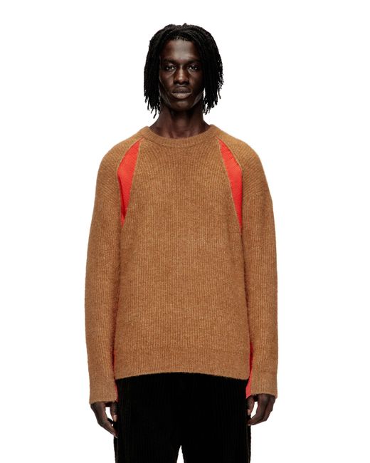 DIESEL Pullover Aus Alpakamischung Mit Kontrastierenden Einsätzen in Orange für Herren