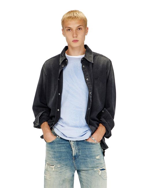 DIESEL Black Long-Sleeve Denim Shirt for men