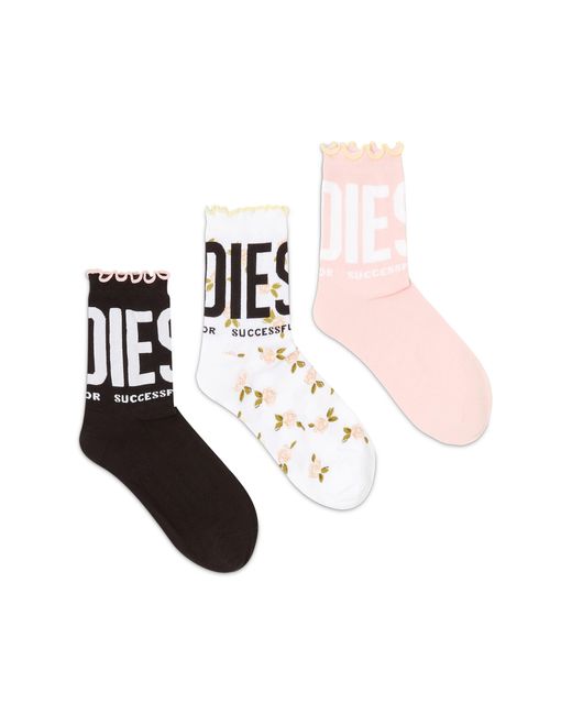 DIESEL White Three-Pack Socks With Ruffled Edge