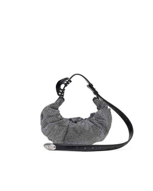 DIESEL Red Grab-d S-small Scrunched Hobo Bag In Crystal Denim